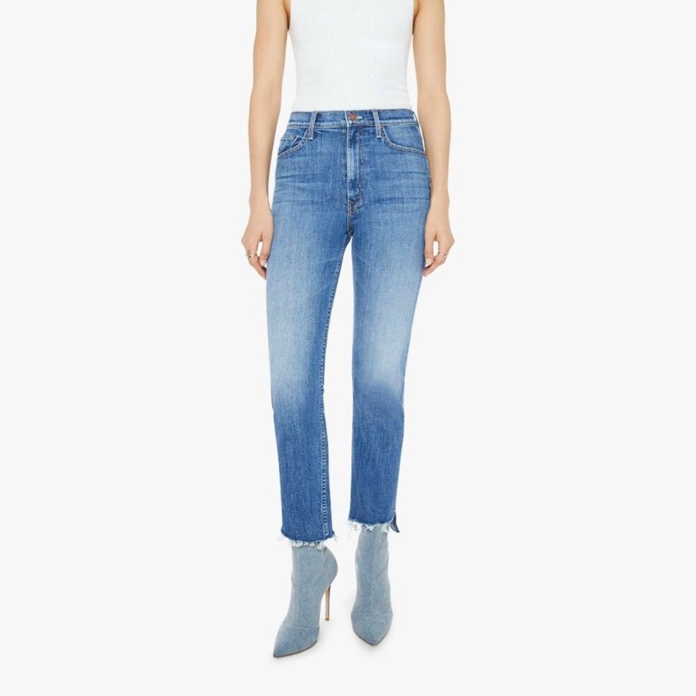 MOTHER Jeans High Waisted Rider Ankle Step Fray, Size 28